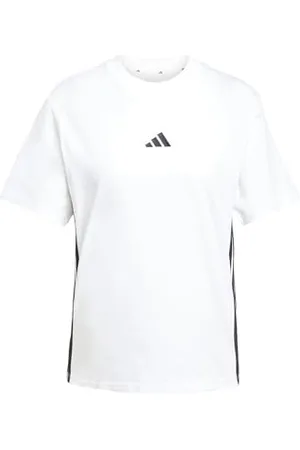 adidas Femme Essentials 3-Stripes Cotton T-Shirt, White/Black, XL