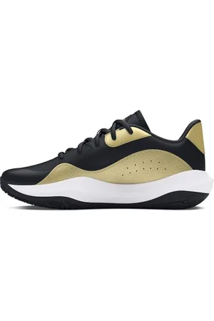 Under Armour Mixte UA Lockdown 7 Low Chaussures de Basketball, Black/Metallic Gold/Black, 46 EU