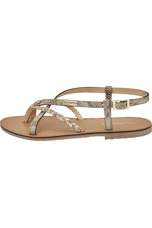 Les Tropéziennes par M Belarbi Femme Chou Chaussures Ville Sandale, Beige-Serpent, 40 EU
