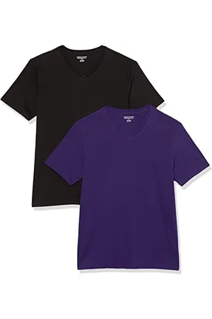 Amazon T-shirt slim à manches courtes et col en V Homme, Lot de 2, , XL