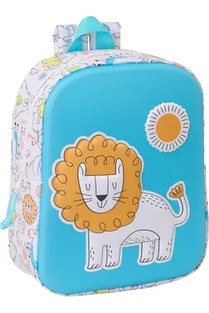 Safta LION 3D - Sac à dos de crèche 3D, adaptable au chariot, nettoyage facile, idéal pour les enfants de différents âges, confortable et polyvalent, qualité et résistance, 22 x 10 x 27 cm