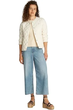 Tommy Hilfiger Veste Matelassée Femme Down Quilted Collarless avec Patte de Boutonnage, Ivoire (Ivory Petal), XS