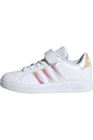 adidas Grand Court 2.0 Shoes Children Chaussures de Tennis, Cloud White/Iridescent/Cloud White, 30 EU