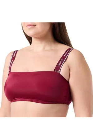 Calvin Klein Haut de Bikini Bandeau Femme Bretelles Amovibles, Rouge (Plum Glaze), L
