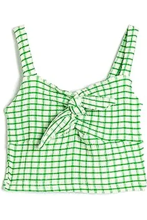 Koton Crop Tank Top Strappy Tie-Front Detail Gleamy, Débardeur Filles,