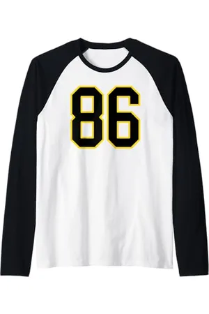 Sports Numbers Store Numéro 86 en et jaune style sport universitaire Manche Raglan