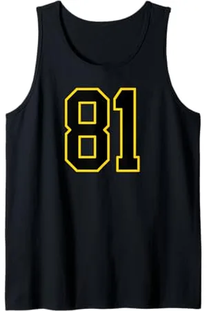 Sports Numbers Store Numéro 81 en et jaune style sport universitaire Débardeur