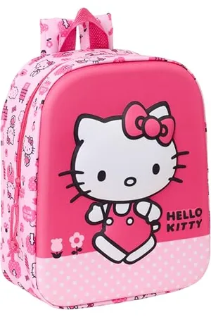 Safta Hello Kitty 3D - Sac à dos de crèche 3D, adaptable au chariot, nettoyage facile, idéal pour les enfants de différents âges, confortable et polyvalent, qualité et résistance, 22 x 10 x 27 cm