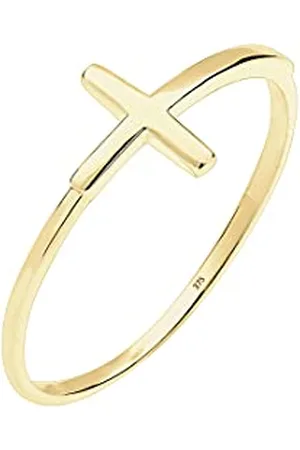 Elli Bague Femmes Croix Tendance Géo Minimaliste en Or Jaune 375