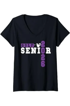 Class of 2026 Graduation Shirts Femme Golf Senior Golf de nuit Senior 2026 Graduation 83 T-Shirt avec Col en V