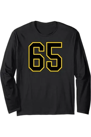 Sports Numbers Store Numéro 65 en et jaune style sport universitaire Manche Longue