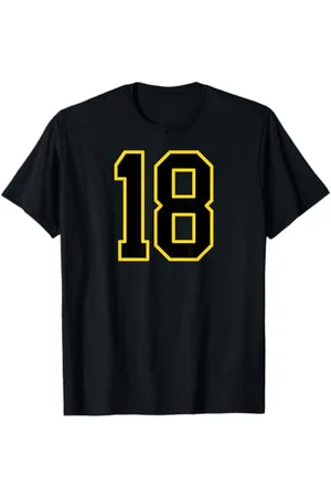 Sports Numbers Store Numéro 18 en et jaune style sport universitaire T-Shirt