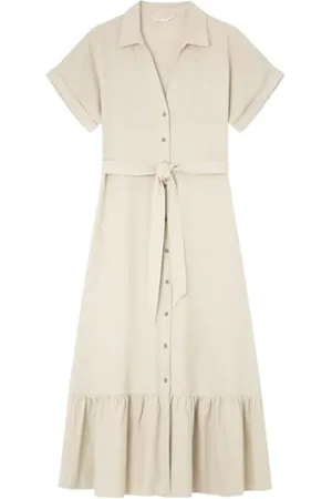 Springfield 7.t.a. Vestido Midi MC Lino Liso Robe décontractée, , 40 Femme