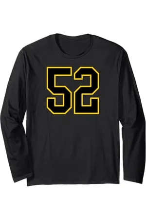 Sports Numbers Store Numéro 52 en et jaune style sport universitaire Manche Longue