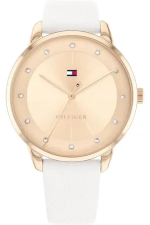 Tommy Hilfiger Montre Analogique à Quartz pour Femme avec Bracelet en Cuir Blanc - 1782543