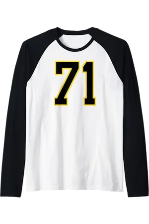 Sports Numbers Store Numéro 71 en et jaune style sport universitaire Manche Raglan