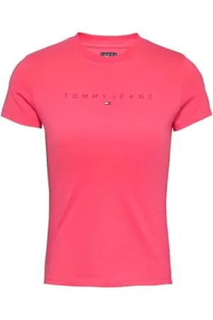 Tommy Hilfiger T-Shirt Manches Courtes Femme Tonal Linear Tee Slim Fit, Rouge (Amour), L
