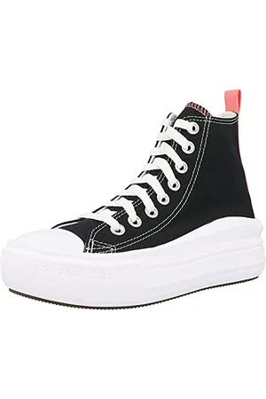 Converse Chuck Taylor All Star Move Canvas Platform Sneaker, Black/Pink Salt/White, 37 EU