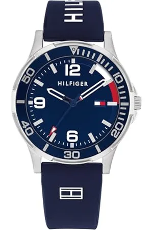 Tommy Hilfiger Montre Garçon Cadran , Bracelet Silicone , Boîtier Acier 34mm, Lunette Aluminium, Quartz, 5 ATM