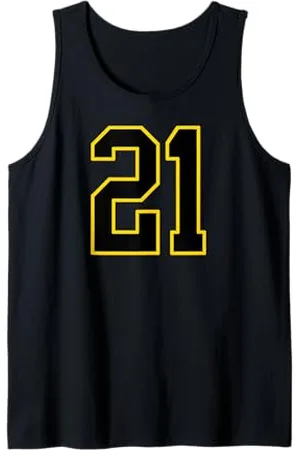 Sports Numbers Store Numéro 21 en et jaune style sport universitaire Débardeur