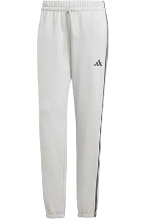adidas Femme Essentials 3-Stripes French Terry Cuffed Pants, Medium Grey Heather/Black, XL