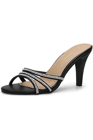 Allegra K Mules Strass à Talons pour Femmes 38.5
