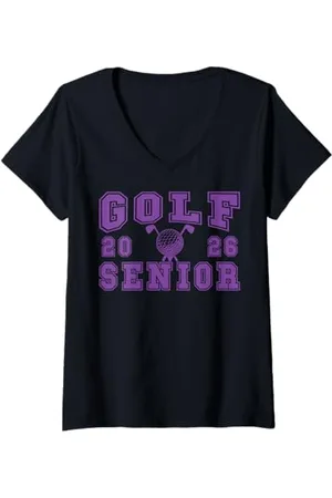 Class of 2026 Graduation Shirts Femme Golf Senior Golf de nuit Senior 2026 Graduation 82 T-Shirt avec Col en V