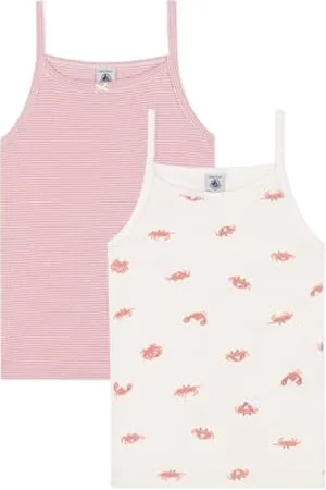 Petit Bateau A0D3Z Chemises Bretelles, , 4 Ans (Lot de 2) Fille