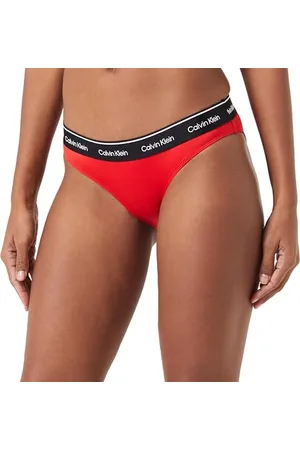 Calvin Klein Bas de Bikini Femme avec Ceinture Emblématique, Rouge (Cajun Red), XL