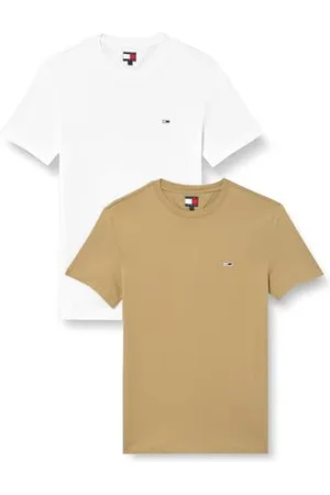 Tommy Hilfiger TJM XSLIM 2PACK Jersey Tee EXT DM0DM20687 Autres Hauts, White (Ecru/Relic Tan), S Homme