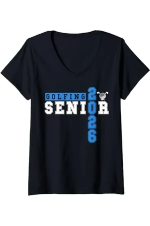 Class of 2026 Graduation Shirts Femme Golf Senior Golf de nuit Senior 2026 Graduation 77 T-Shirt avec Col en V