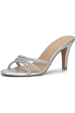 Allegra K Mules Strass à Talons pour Femmes 38.5