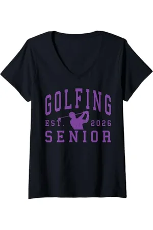 Class of 2026 Graduation Shirts Femme Golf Senior Golf de nuit Senior 2026 Graduation 84 T-Shirt avec Col en V