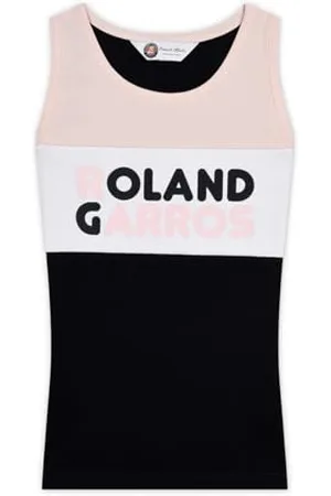 Roland Garros Débardeur - Color Block - Enfant - Fille - 100% Coton - & Bleu Marine - Taille 8 Ans