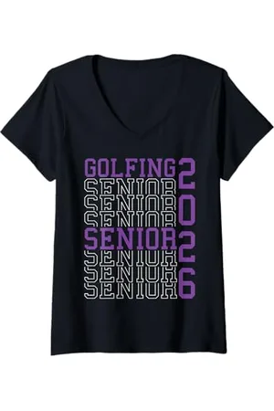 Class of 2026 Graduation Shirts Femme Golf Senior Golf de nuit Senior 2026 Graduation 86 T-Shirt avec Col en V