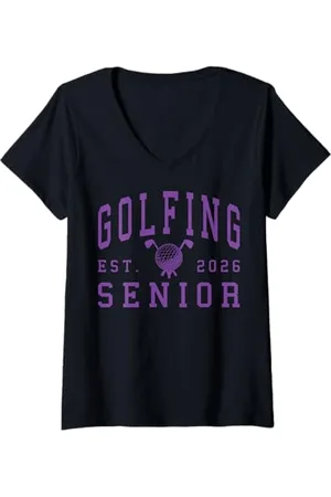 Class of 2026 Graduation Shirts Femme Golf Senior Golf de nuit Senior 2026 Graduation 90 T-Shirt avec Col en V