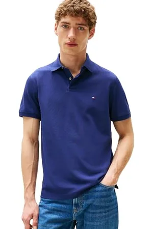 Tommy Hilfiger Polo Manches Courtes Homme Regular Fit avec Patte de Boutonnage, Bleu (Preppy Navy), XL