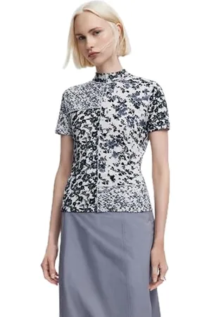 Desigual T- Shirt à Manches Courtes en Tricot pour Femme, Blanc, XX-Large