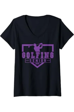Class of 2026 Graduation Shirts Femme Golf Senior Golf de nuit Senior 2026 Graduation 88 T-Shirt avec Col en V