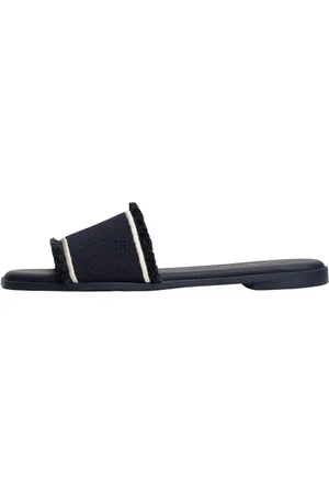 Tommy Hilfiger Sandales Femme Fringe Canvas Flat Élégantes, Bleu (Space Blue), 42