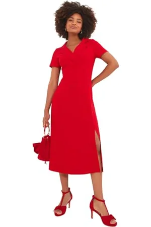 Joe Browns Robe midi Vintage avec col et Boutons sur Le Devant, , 40 Femme
