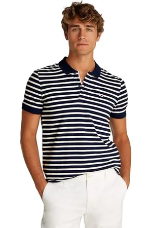 Tommy Hilfiger Homme Polo Manches Courtes Slim Placket Slim Fit, Multicolore (Dark Night Navy/Ecru), XL