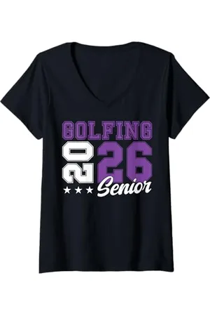 Class of 2026 Graduation Shirts Femme Golf Senior Golf de nuit Senior 2026 Graduation 85 T-Shirt avec Col en V