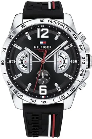 Tommy Hilfiger Montre Analogique Multifunction à Quartz pour Homme avec Bracelet en Silicone Noir - 1791473