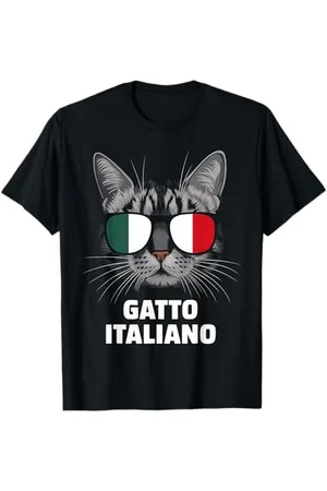 Graphic 365 Lunettes de soleil motif drapeau italien chat italien chaton gato italiano T-Shirt