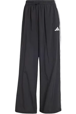 adidas Femme Essentials 3-Stripes Lifestyle Woven Parachute Pants, Black/White, L