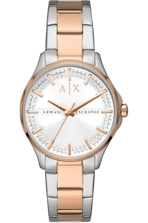 Armani Exchange Montre pour femme , mouvement à trois aiguilles, boîtier en acier inoxydable 2T argent/rose de 36 mm avec bracelet en acier inoxydable, AX5258
