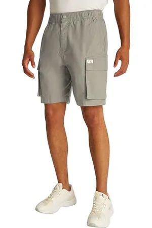 Calvin Klein Short Cargo Homme Washed avec Ceinture Élastique, Beige (Laurel Oak), 30W
