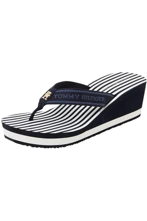Tommy Hilfiger Femme TH Stripes Wedge Beach Sandal FW0FW08521 Tongs, Blue (Space Blue), 40 EU