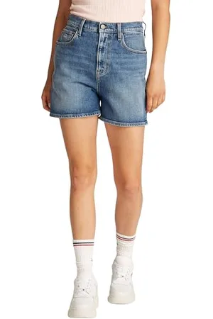 Tommy Hilfiger Short en Denim Femme Mom Short Taille Haute, Bleu (Denim Medium), 26W